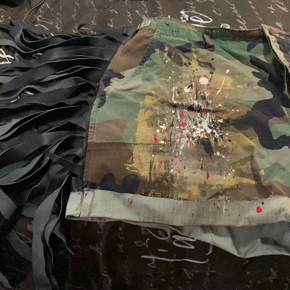 Camo Fringe Shorts. Custom Made. Runs A Little Big - image 1